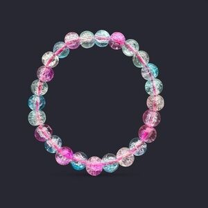 Cotton Candy Crackle Glass Bead Bracelet